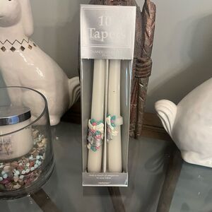 Wedding Bells Vintage 10” Cream Taper Candles with Floral Details.